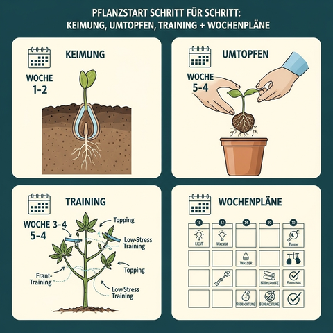 Pflanzstart Schritt für Schritt: Keimung, Umtopfen, Training + Wochenpläne