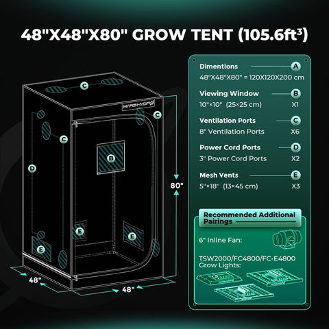 Mars Hydro Grow Zelt 100cm x 100cm x 180cm
